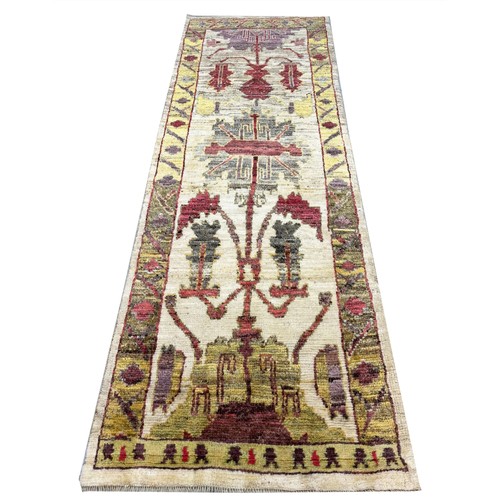 162 - FINE ARTS AND CRAFTS DESIGN OUSHAK RUNNER, 294cm x 104cm.