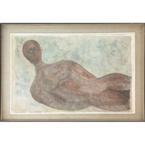 100 - MANNER OF KAHLIL GEORGE GIBRAN, 'Reclining figure', ink and watercolour on paper, 58cm x 98cm, frame... 