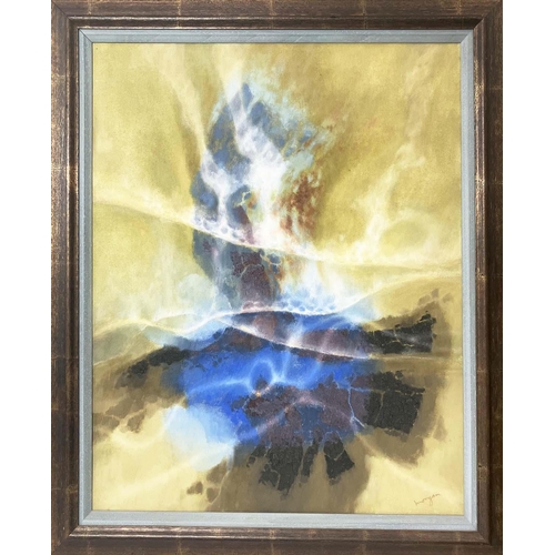 80 - GLYN MORGAN (1926-2015), Abstract landscape, oil on board, 74cm x 61cm, signed and framed.