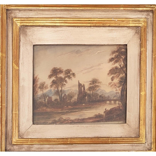 84 - JAMES ARTHUR O'CONNOR (Irish 1792-1841), 'Landscape', watercolour, 13cm x 18cm, framed.