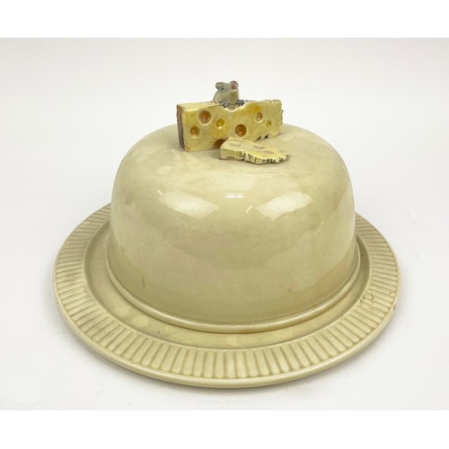 18 - CHEESE DOME, of large proportions, adorned with a hand modelled mouse with slice of cheese, unmarked... 