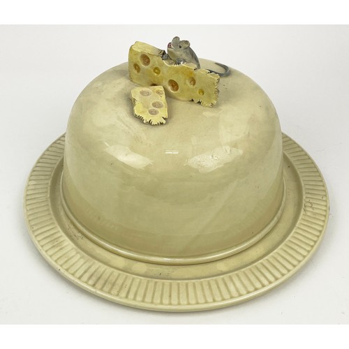 18 - CHEESE DOME, of large proportions, adorned with a hand modelled mouse with slice of cheese, unmarked... 