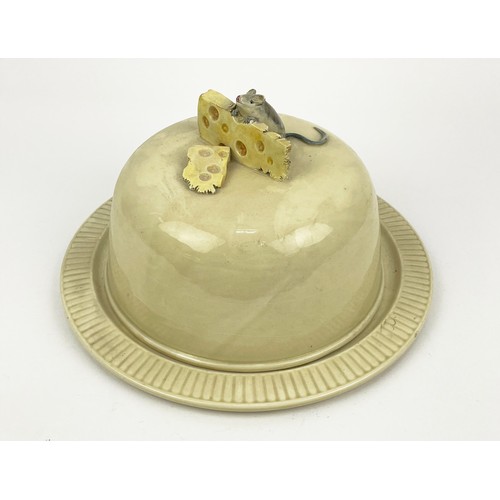 18 - CHEESE DOME, of large proportions, adorned with a hand modelled mouse with slice of cheese, unmarked... 