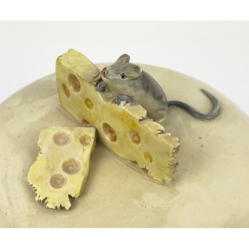 18 - CHEESE DOME, of large proportions, adorned with a hand modelled mouse with slice of cheese, unmarked... 