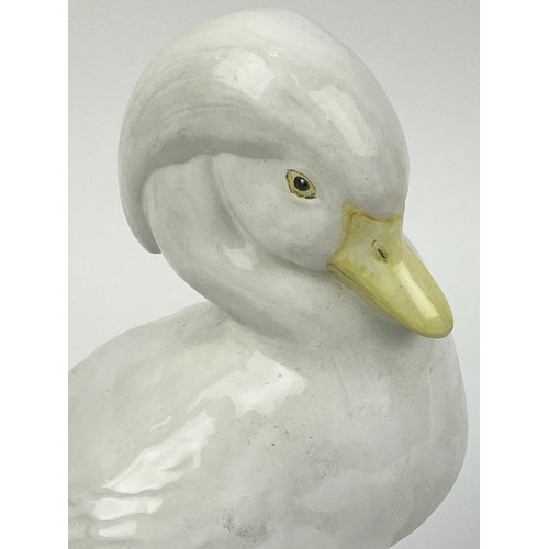 19 - CRESTED DUCKS, a pair, hand modelled ceramic, 28cm H. (2)