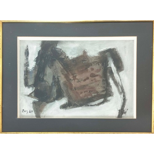 40 - IZGAN BAZ (Turkey, B1919), 'Untitled Abstract', mixed on panel, 37cm x 50cm, signed and dated 60, fr... 