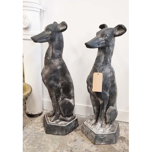 495 - CAST METAL DOGS, a pair, 92cm H. (2)