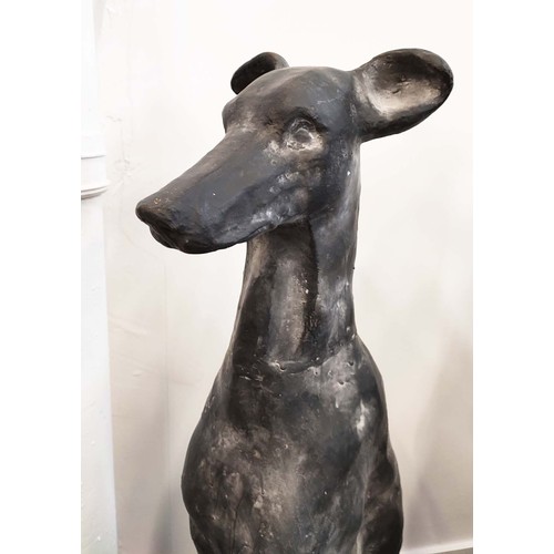 495 - CAST METAL DOGS, a pair, 92cm H. (2)