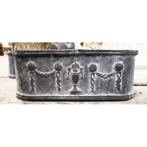 497 - PLANTERS, a set of four, cast metal, 28cm L. (4)