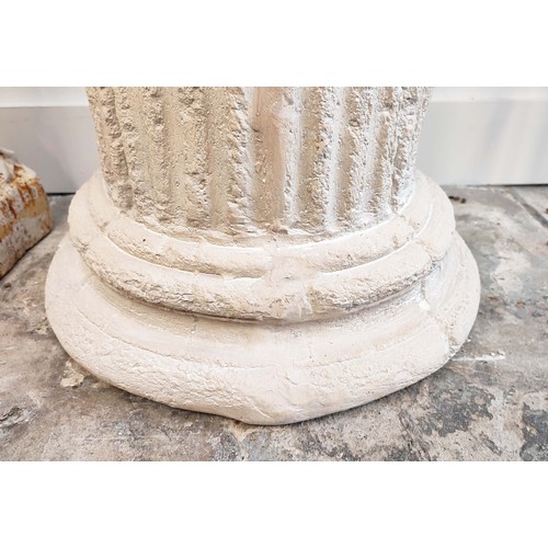 504 - ARCHITECTURAL FAUX STONE COLUMN, with sphere armillary, 136cm H. (2)