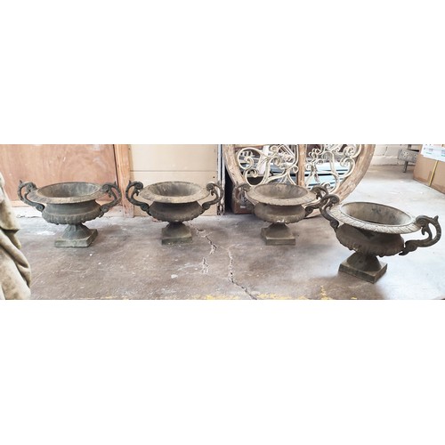 502 - PLANTERS, a set of four, Victorian style, cast metal. 26cm H.