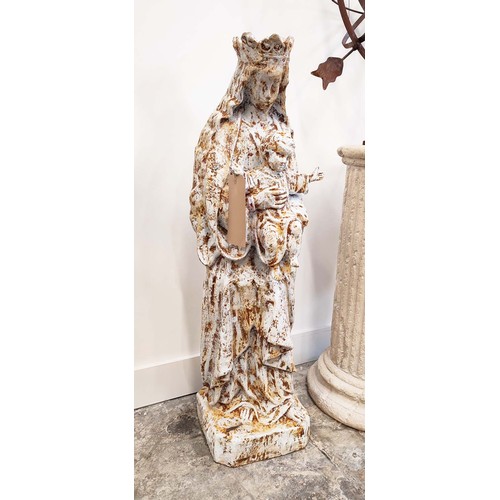 500 - MADONNA AND CHILD, sculptural cast metal study, 95cm H.