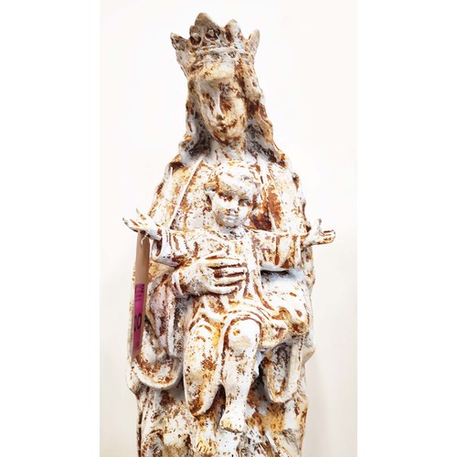 500 - MADONNA AND CHILD, sculptural cast metal study, 95cm H.