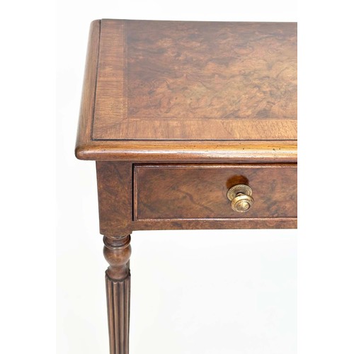 202 - HALL TABLE, George III design burr walnut and crossbanded with four frieze drawers and turned suppor... 