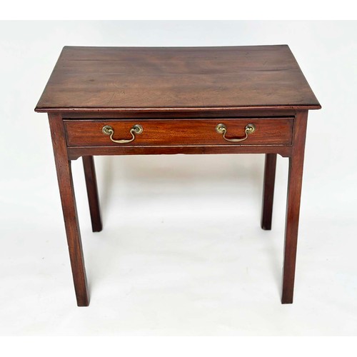 206 - WRITING TABLE, George III figured mahogany with full width frieze drawer and square section supports... 