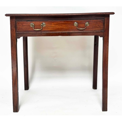 206 - WRITING TABLE, George III figured mahogany with full width frieze drawer and square section supports... 