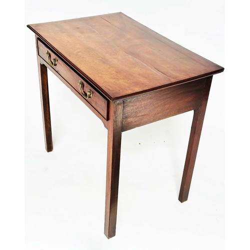 206 - WRITING TABLE, George III figured mahogany with full width frieze drawer and square section supports... 