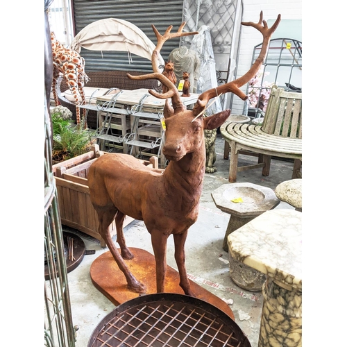 496 - SCULPTURAL STAG, cast metal, 142cm H.