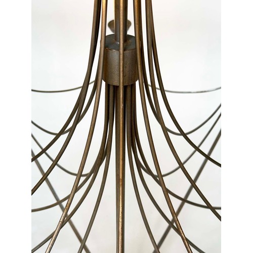 196 - 'UMBRELLA' CHANDELIER, ten branch metal suspended with faux candle light fittings, 102cm W x 90cm H.