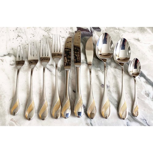 12 - CANTEEN OF CUTLERY, WMF Charme, twelve pieces, 10 piece settings, gold plated decoration approx 134 ... 