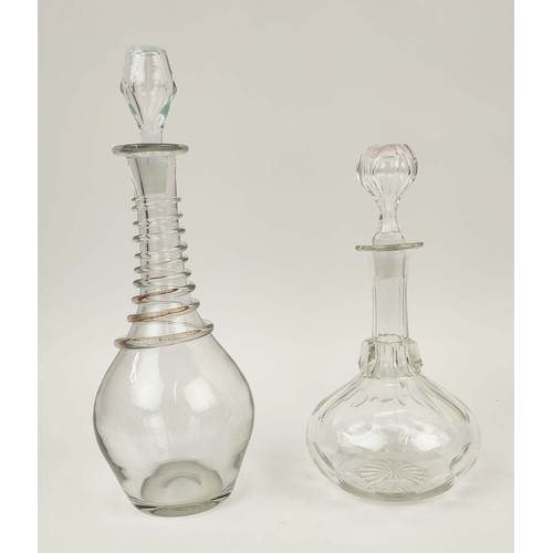 20 - COLLECTION OF ASSORTED DECANTERS, comprising a pair of early 20th century decanters, a spiral twist ... 