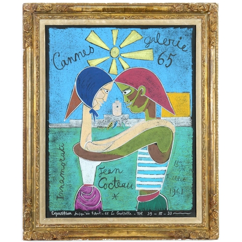 125 - JEAN COCTEAU, Cannes 1961 Lithograph in colours signed in the plate Edition: 250 63 x 49 cm. (Subjec... 