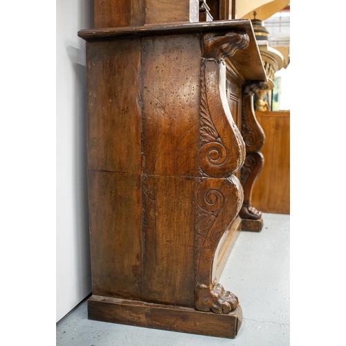 193 - OPEN BOOKCASE, 19th century and later walnut with associated top above a base of two doors, 207cm H ... 