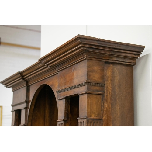 193 - OPEN BOOKCASE, 19th century and later walnut with associated top above a base of two doors, 207cm H ... 