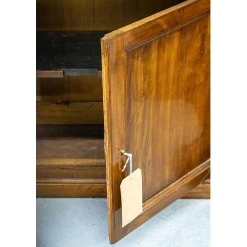 193 - OPEN BOOKCASE, 19th century and later walnut with associated top above a base of two doors, 207cm H ... 