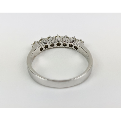 17 - AN 18CT WHITE GOLD SEVEN STONE DIAMOND RING, the round brilliant cut diamonds of approximately 0.50 ... 