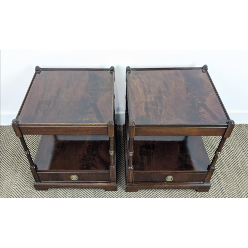 97 - LAMP TABLES, a pair, Georgian style mahogany, each with single drawer, 56cm H x 48cm W x 48cm D. (2)