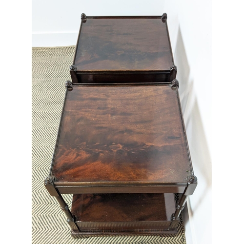 97 - LAMP TABLES, a pair, Georgian style mahogany, each with single drawer, 56cm H x 48cm W x 48cm D. (2)