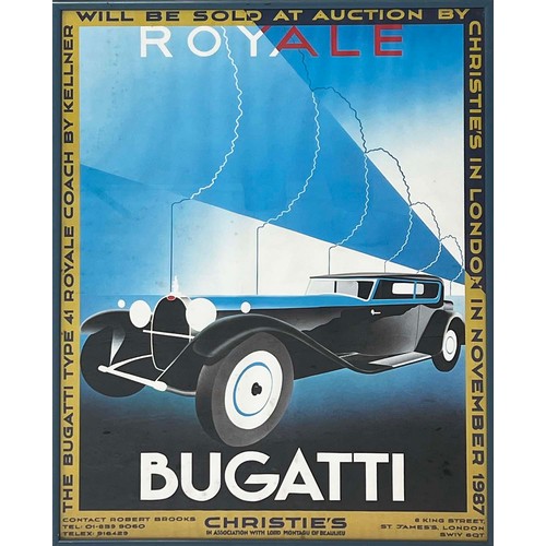 98 - PIERRE FIX-MASSEAU (French 1905-1994), 'Bugatti', poster, 79cm x 55cm, framed, together with a Chris... 