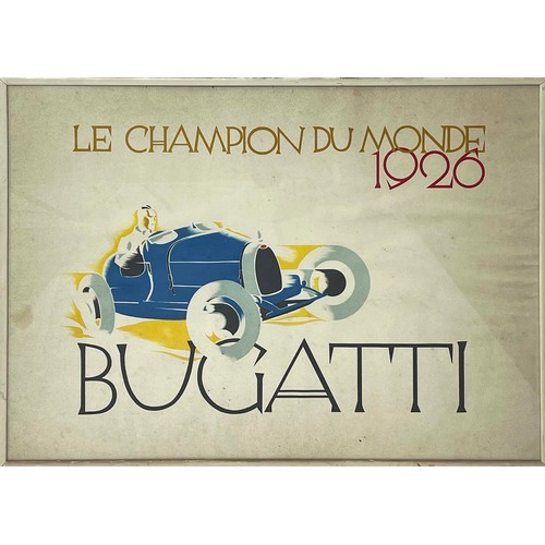 99 - BUGATTI LE CHAMPION DU MONDE, 1926, poster, 63cm x 89cm, framed.