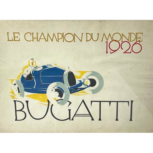 99 - BUGATTI LE CHAMPION DU MONDE, 1926, poster, 63cm x 89cm, framed.