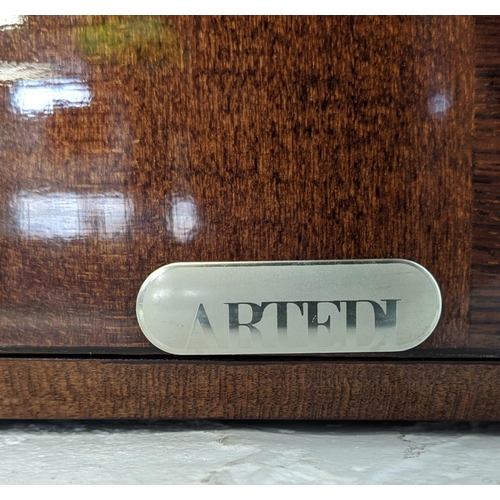 300 - ARTEDI DINING TABLE, lacquered wood with extending leaves, extended 298cm L x 110cm W x 76cm H.