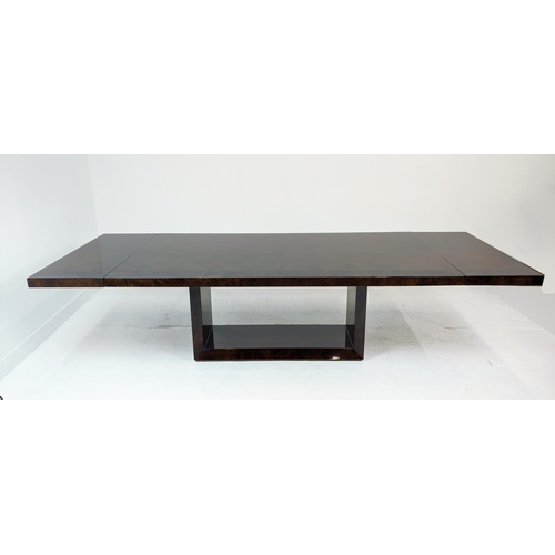 300 - ARTEDI DINING TABLE, lacquered wood with extending leaves, extended 298cm L x 110cm W x 76cm H.