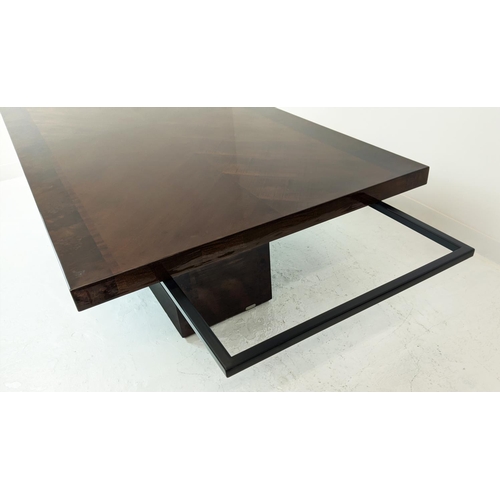 300 - ARTEDI DINING TABLE, lacquered wood with extending leaves, extended 298cm L x 110cm W x 76cm H.