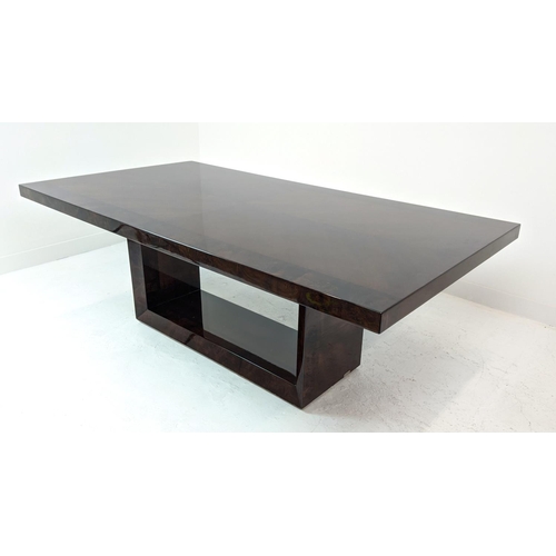 300 - ARTEDI DINING TABLE, lacquered wood with extending leaves, extended 298cm L x 110cm W x 76cm H.