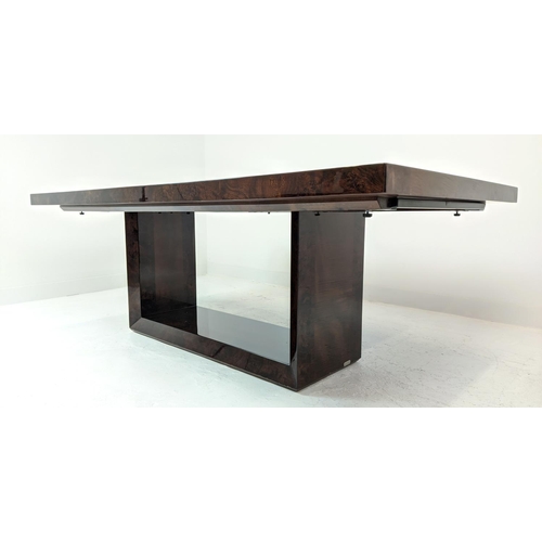 300 - ARTEDI DINING TABLE, lacquered wood with extending leaves, extended 298cm L x 110cm W x 76cm H.