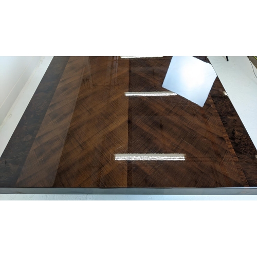 300 - ARTEDI DINING TABLE, lacquered wood with extending leaves, extended 298cm L x 110cm W x 76cm H.