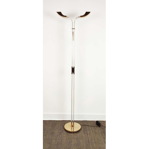 412 - FLOOR LAMP, lucite and gilt metal, two branch light, 189.5cm H approx.