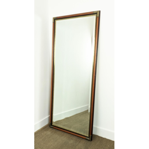 415 - WALL MIRROR, campaign inspired style, bevelled plate, 161.5cm x 70.5cm.