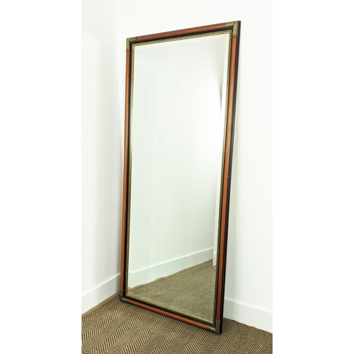 415 - WALL MIRROR, campaign inspired style, bevelled plate, 161.5cm x 70.5cm.