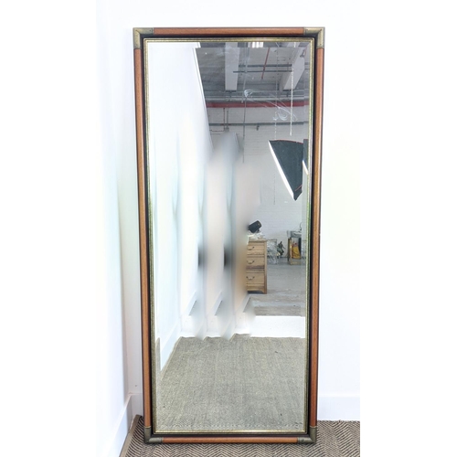 415 - WALL MIRROR, campaign inspired style, bevelled plate, 161.5cm x 70.5cm.