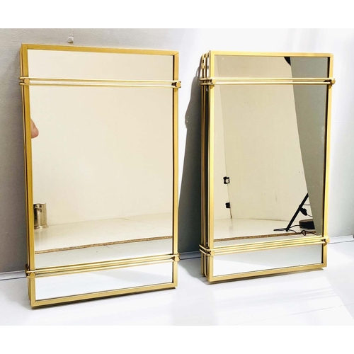 419 - WALL MIRRORS, a pair, gilt metal frames, 79cm H x 49cm W (2)