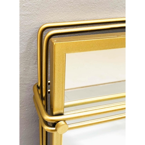 419 - WALL MIRRORS, a pair, gilt metal frames, 79cm H x 49cm W (2)