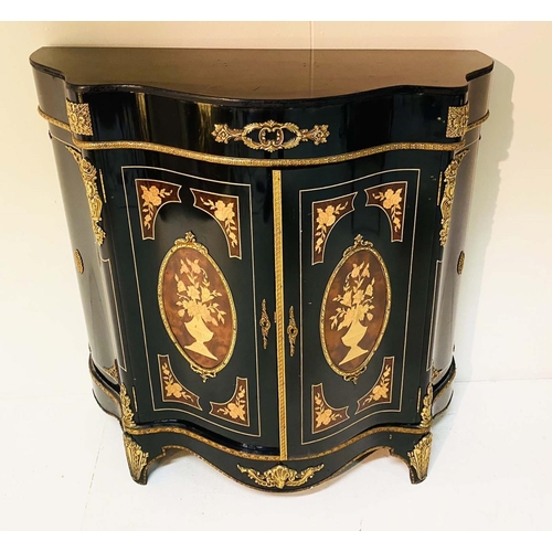 427 - CREDENZA, Louis XV style, ebonised with gilt metal mounts, 106cm H x 98cm H x 38cm D