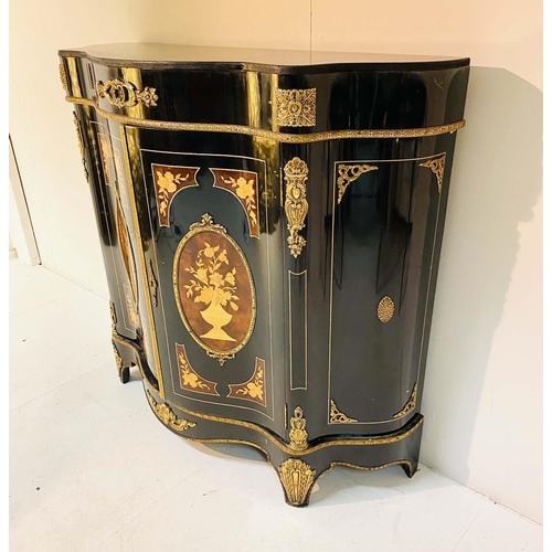 427 - CREDENZA, Louis XV style, ebonised with gilt metal mounts, 106cm H x 98cm H x 38cm D