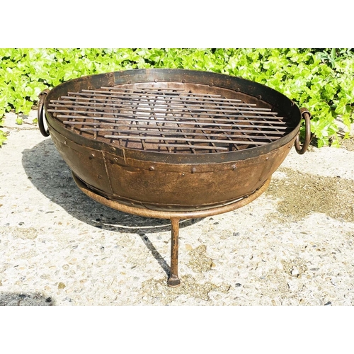 428 - KADAI FIRE BOWL, on stand, 47cm H x 64cm W x 64cm D.